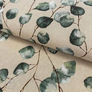 Dekoračná látka Linenlook Eucalyptus Leaves - ľan metráž, lan metraz, jutovina metráž, látka na vankúše, latka na vankuse, latka na vankus, látky metráž eshop, viskóza metráž, latky metraz eshop, dekoračné látky metráž, dekoracna latka metraz, ľanové látky metráž, látky metráž lacné, lanova latka metraz, lanove latky metraz, latka eshop, režné plátno metráž, ľan metráž veľkoobchod, obrusovina metráž, látky metráž, dekoračná látka, metráž látky, metrazove latky