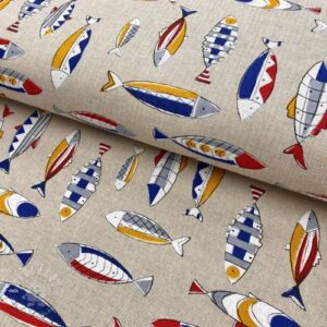 Dekoračná látka Linenlook Fish decor - ľan metráž, lan metraz, jutovina metráž, látka na vankúše, latka na vankuse, latka na vankus, látky metráž eshop, viskóza metráž, latky metraz eshop, dekoračné látky metráž, dekoracna latka metraz, ľanové látky metráž, látky metráž lacné, lanova latka metraz, lanove latky metraz, latka eshop, režné plátno metráž, ľan metráž veľkoobchod, obrusovina metráž, látky metráž, dekoračná látka, metráž látky, metrazove latky