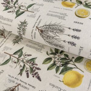 Dekoračná látka Linenlook Lavender citrus recipe digital print - ľan metráž, lan metraz, jutovina metráž, látka na vankúše, latka na vankuse, latka na vankus, látky metráž eshop, viskóza metráž, latky metraz eshop, dekoračné látky metráž, dekoracna latka metraz, ľanové látky metráž, látky metráž lacné, lanova latka metraz, lanove latky metraz, latka eshop, režné plátno metráž, ľan metráž veľkoobchod, obrusovina metráž, látky metráž, dekoračná látka, metráž látky, metrazove latky