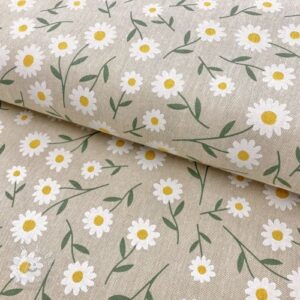 Dekoračná látka Linenlook Daisy sweet field - ľan metráž, lan metraz, jutovina metráž, látka na vankúše, latka na vankuse, latka na vankus, látky metráž eshop, viskóza metráž, latky metraz eshop, dekoračné látky metráž, dekoracna latka metraz, ľanové látky metráž, látky metráž lacné, lanova latka metraz, lanove latky metraz, latka eshop, režné plátno metráž, ľan metráž veľkoobchod, obrusovina metráž, látky metráž, dekoračná látka, metráž látky, metrazove latky