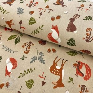 Dekoračná látka Linenlook Forest wood animals - ľan metráž, lan metraz, jutovina metráž, látka na vankúše, latka na vankuse, latka na vankus, látky metráž eshop, viskóza metráž, latky metraz eshop, dekoračné látky metráž, dekoracna latka metraz, ľanové látky metráž, látky metráž lacné, lanova latka metraz, lanove latky metraz, latka eshop, režné plátno metráž, ľan metráž veľkoobchod, obrusovina metráž, látky metráž, dekoračná látka, metráž látky, metrazove latky