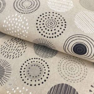 Dekoračná látka Linenlook Hand drawn circles grey - ľan metráž, lan metraz, jutovina metráž, látka na vankúše, latka na vankuse, latka na vankus, látky metráž eshop, viskóza metráž, latky metraz eshop, dekoračné látky metráž, dekoracna latka metraz, ľanové látky metráž, látky metráž lacné, lanova latka metraz, lanove latky metraz, latka eshop, režné plátno metráž, ľan metráž veľkoobchod, obrusovina metráž, látky metráž, dekoračná látka, metráž látky, metrazove latky