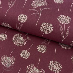 Dekoračná látka Linenlook Elegant dandelion bordeaux - ľan metráž, lan metraz, jutovina metráž, látka na vankúše, latka na vankuse, latka na vankus, látky metráž eshop, viskóza metráž, latky metraz eshop, dekoračné látky metráž, dekoracna latka metraz, ľanové látky metráž, látky metráž lacné, lanova latka metraz, lanove latky metraz, latka eshop, režné plátno metráž, ľan metráž veľkoobchod, obrusovina metráž, látky metráž, dekoračná látka, metráž látky, metrazove latky